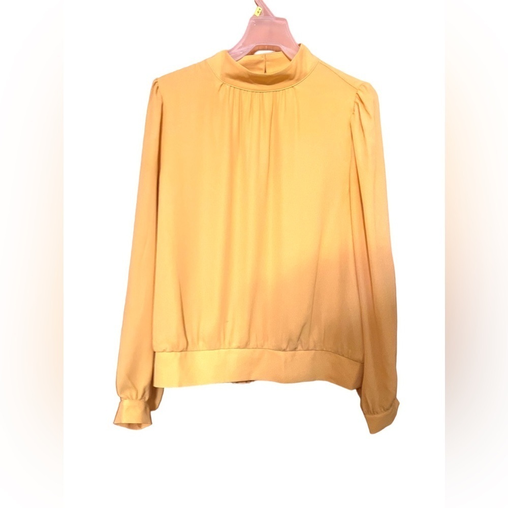 LOFT Mustard Yellow High-Neck Long Sleeve Blouse
